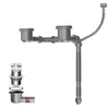 Tubería de Desagüe de Cocina para Fregadero Simple/Doble Lavabo Ahorro Extremo de Espacio Tubería de Desagüe de Cocina Montada en la Pared Salida de Desagüe Alta