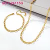 Conjunto de Colar e Pulseira em Aço Titânio Banhado a Ouro Estilo Europeu e Americano, Corrente de Clavícula Simples e Versátil, Acessórios de Moda Unissex