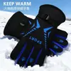 Luvas Masculinas Grandes de Algodão Amigáveis à Pele, Espessadas e Alongadas para o Inverno, Adequadas para Ciclismo, Aquecimento ao Ar Livre, Forradas com Lã, Luvas de Inverno à Prova de Vento