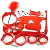 Conjunto de 10 peças em couro, adereços de bondage SM, atacado de brinquedos íntimos para casais, incluindo algemas e restrições