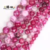 6/8/10mm Rojo Rosa Piel de Tigre Patrón de Dragón Ágata de Fuego Cuentas Redondas Accesorios para Joyería DIY Fabricación Productos Semi-Terminados Mayoreo