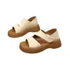Sandalias Cómodas de Suela Gruesa para Mujer, Nuevo Estilo Verano 2026, Versátiles para Exteriores de Suela Suave, Correa de Velcro, Talón Cerrado, Zapatos para Mujer que No Cansan