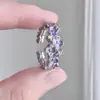 Anillo Ajustable Popular Estilo Hada Flor Esmaltada Circonita para Mujer, Anillo Único de Nicho Estilo Coreano Lujo Ligero Gama Alta