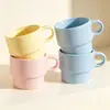 Tazas apilables de cerámica de colores pastel, sencillas y creativas, tazas de café para la oficina, vasos de agua de alto valor, regalos personalizables