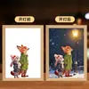 Marco de Fotos 2D de Anime de Conejo y Zorro Regalo para Dormitorio Escritorio Luz de Noche para Novio/Novia Pintura Iluminada