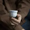 Taza de Té de Calabaza de Bambú Azul y Blanco Pintada a Mano de las Dinastías Tang y Song, Juego de Té Kung Fu, Taza de Cerámica para Degustación Doméstica, Taza Individual para Beber Té