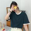 Camiseta de Manga Corta con Estampado de Cangrejo de Cinco Colores para Mujer, Top Casual Holgado de Verano para Parejas, Bloques de Color Moda Coreana para Mujer Venta al por Mayor