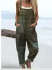 (Botón de Día) Ropa de mujer transfronteriza, Amazon, estilo europeo y americano, overol de verano con botones estampado digital 3D, pantalones de tirantes casuales