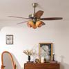 Lámpara de Ventilador de Madera Estilo Americano Hoja Lámpara Antigua para Sala de Estar caramelo Caqui Lámpara para Comedor Hotel Vintage Lámpara de Ventilador Colgante