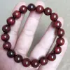 Pulseira de Sândalo Vermelho 8mm Estilo Trançado DIY Simples Retrô Feminina Pulseira de Amizade Contas Cilindricas