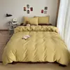 Juego fresco y sencillo de cuatro piezas de algodón, funda nórdica 100% algodón puro, sábana plana, sábana bajera ajustable, ropa de cama para dormitorio principal, juego de tres piezas para dormitorio 4