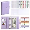 A6 Macaron Cuero PU Transfronterizo Bolsa con Cremallera para Laptop Cuaderno Manual Planificador Financiero de Presupuesto de Efectivo