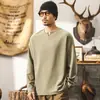 Camiseta de manga larga para hombre estilo retro americano, amigable con la piel de Lyocell, nueva de otoño 2026, top holgado, camiseta básica de moda para hombre