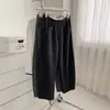 Pantalones de lana grises retro gris oscuro con pierna ancha curva para mujer, otoño e invierno, corte holgado, cintura alta, adelgazantes, versátiles pantalones de abuela de pierna ancha