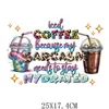 Pegatinas Creativas de Transferencia de Calor con Temática de Café Transfronterizas, Pegatinas de Transferencia de Calor con Logo Impresas en Offset, Imágenes de Transferencia de Calor para Estampado en Ropa