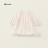 Vestido de Manga Larga de Color Puro para Niñas 2025 Primavera Nuevo Estilo Estilo Coreano Estilo de Dama Vestido de Princesa para Niños Pequeños y Medianos Envío Directo