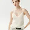 Coleção nova de outono/inverno doce e estilosa: camisola de malha de caxemira, cor sólida, malha waffle, alças finas, top versátil