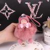 Chaveiro de boneca fofa dormindo chaveiro de boneca de pelúcia bolsa criativa pingente de carro acessórios pingente de bola de pelo