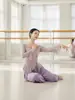 3706 Ropa de Baile para Mujer, Práctica de Danza Moderna para Adultos Manga Larga Rosa Mariposa Malla Top de Danza Clásica China