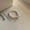 Estilo Japonês-Coreano Prata de Lei 925 Anel de Pérola Laço Feminino Elástico Luxo Leve Elegante Combina com Tudo Ajustável