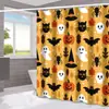 Cortina de Chuveiro Halloween Fantasma Abóbora Amazon Casa Impermeável e à Prova de Mofo Cortina de Chuveiro Divisória de Banheiro Cortina de Chuveiro