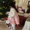 Conjunto de Vestido para Niña Otoño e Invierno Camiseta Base Forrada de Polar Falda de Malla en Capas Vestido Formal Estilo Coreano para Bebé Vestido de Princesa