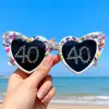 Gafas de Fiesta de Cumpleaños Transfronterizas Nuevas 2025 Moda Incrustaciones de Diamantes Perla Digital Corazón Hombres y Mujeres Decorativas Fotográficas Gafas de Sol