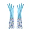Guantes Sanhan para lavar platos Limpieza de cocina Guantes para el hogar Impermeables Duraderos Forrados de felpa Gruesos Guantes para lavar ropa Alargados