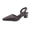 Sapatos Femininos Slip-On de Salto Bloco Quadrado com Tira no Tornozelo, Versáteis Salto Alto Fechado Estilo Retro Novo