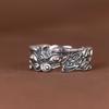 Anillo de plata S925 de ciervo dorado, vintage, auspicioso, glotón, soporte para grabado, para hombre, plata tailandesa, anillo para el dedo índice
