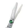 Tijeras de Peluquería Estilo Piedra Preciosa Verde de 6.0 pulgadas, Tijeras para Cortar el Cabello, Tijeras Planas, Tijeras para Flequillo, Tijeras Dentadas, Tijeras Dentadas Sin Costura Estilo Espina de Ciervo