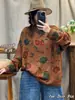 Suéter Casual de Cuello Alto Medio para Mujer, Colección Otoño 2026, Estampado Floral, Suéter de Punto Holgado tipo Pulóver, Suéter de Estilo Relajado