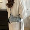 Bolso Pequeño para Mujer 2025 Nuevo Bolso Azul Textura Moda Viajero Cadena Hombro Axila Bolso Moda Cruzado Bolso Pequeño