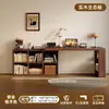Escritorio Doble de Madera Maciza para Adultos, Escritorio para Estudio en Casa, Mesa Larga para Dormitorio con Gabinete de Almacenamiento Integrado, Escritorio de Computadora Extensible