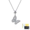 Conjunto de Joias S925 Prata Esterlina Elegante Francês Borboleta Oca Moissanita Corrente de Colar Brilhantes Microincrustados Luxo Leve Brincos Stud