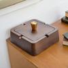 Cenicero de Madera Maciza Estilo Chino Nuevo con Tapa para Evitar Cenizas Volantes, Hogar Oficina, Sala de Estar de Alta Gama, Adornos Creativos, Cenicero de Madera