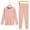 Primavera tecida gola redonda espessada expandida veludo quente aquecimento térmica roupa íntima top feminina meia-idade e idosos blusa de baixo outono idosos roupas masculinas