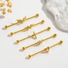 Nuevo Piercing Barra Gruesa 1.2mm Tornillo de Doble Cabeza Europeo y Americano Coreano Amor Cruz Perforación Puente de Oreja Moda Uña Hueso de Oreja