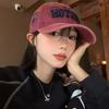 Gorra de Béisbol Retro Estilo Americano para Mujer Primavera y Verano Bordado Estilo Coreano Combinación Versátil Mostrar Cara Ala Pequeña Ancha Pico de Pato Sombrero Cabeza Grande Wai