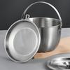 Panela de Banha Doméstica Aço Inoxidável 304 Panela de Óleo Panela de Ovo Tampa Panela de Sopa Panela de Cozinha Panela Portátil para Escorrer Óleo Panela Filtro de Óleo
