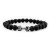 Aliexpress Más Vendido Pulsera de Piedra Volcánica con Cuentas Pulsera de Metal con Mancuerna y Cuentas de Buda Joyería de Cuentas Pulsera de Moda