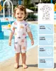 Maiô Bebê Verão Refrescante Proteção Solar Secagem Rápida Roupa de Banho Infantil Manga Curta Peça Única Moda Praia Roupa de Surf