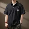 Camisa Polo de Manga Curta Workwear Americano Masculina Verão Nova Camiseta com Gola Camisa Casual Solta Bonita Lapela Camisa Masculina