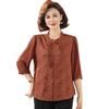 Roupas para mulheres de meia-idade e idosas estilo chinês primavera e verão camisa verão estilo ocidental top novo sete mangas mãe estilo nacional camisa cardigã