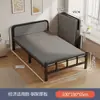 Cama individual plegable, portátil para uso doméstico, marco de hierro reforzado y engrosado, cama doble para dormitorio, cama de campaña simple para viviendas de alquiler