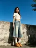Calça Jeans Wide Leg Estampada Estrela Feminina Verão Fina Estilo Americano Cintura Alta Solta Calça Reta Sete Pontos Comprimento Médio