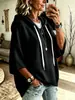 2026 comercio exterior transfronterizo europeo y americano para mujer, holgado, manga tres cuartos, con capucha, cordón, camiseta, manga murciélago, top, prenda exterior, sudadera para mujer