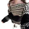 Suéter de Punto Retro Estilo Fair Isle de Cuello Único para Mujer, Primavera 2026 Estilo Coreano Jacquard Suéter Holgado