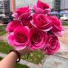 Simulación de 9 rosas de fábrica para amantes de las rosas redondas, rosas para bodas, auditorio, flores de pared, decoración suave para el hogar, flores falsas al por mayor