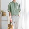 Camisa Japonesa para Hombre de Manga Corta de Verano Delgada Holgada Casual Retro Ropa de Trabajo Chaqueta de Media Manga